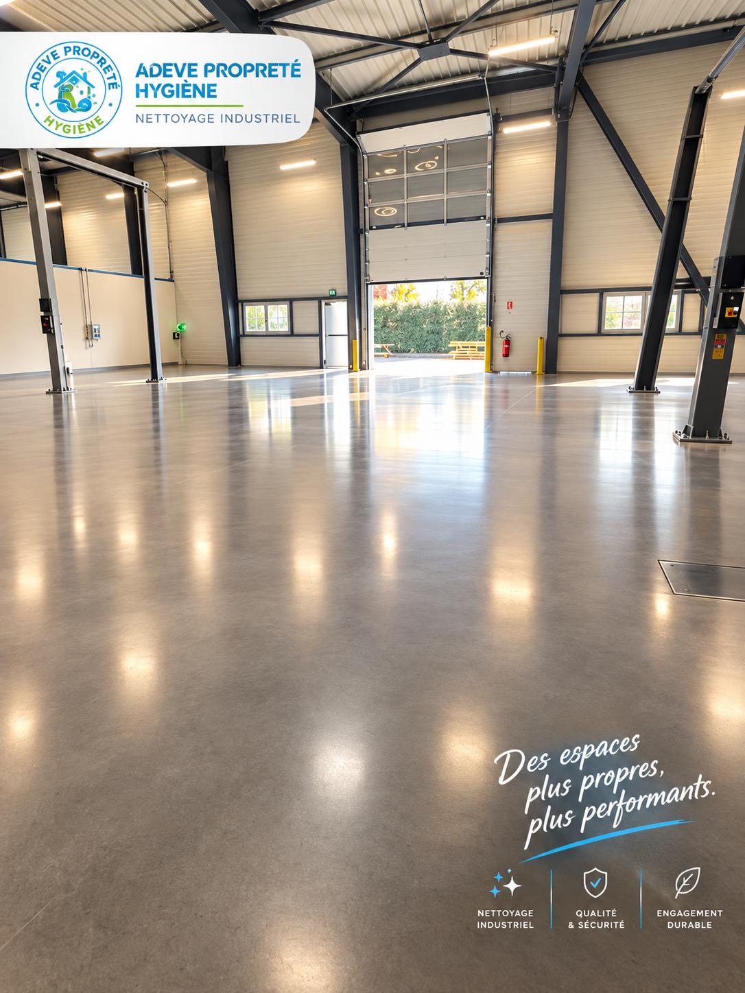 Sol d'un local industriel remis en état par ADEVE