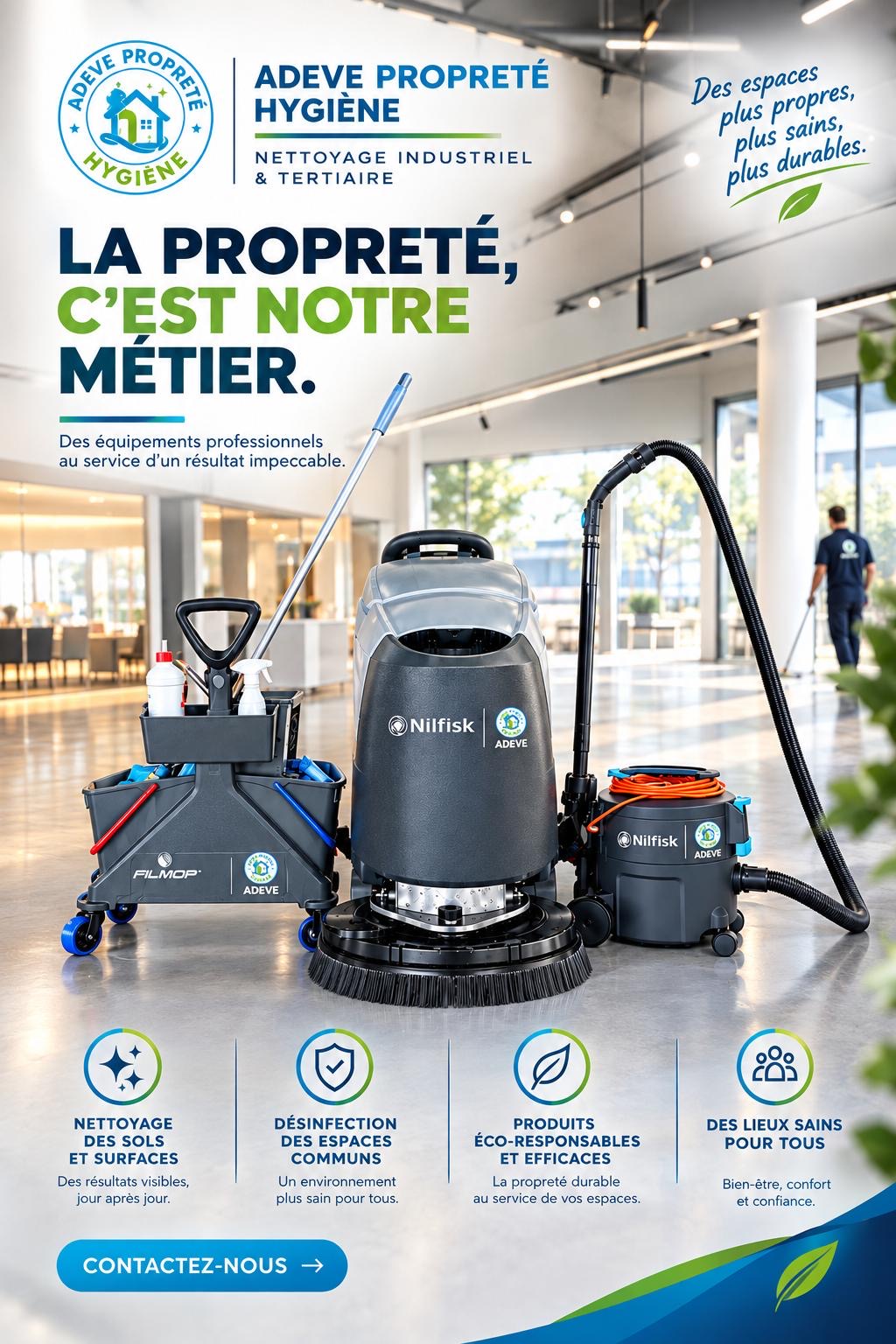 Équipements professionnels de nettoyage ADEVE