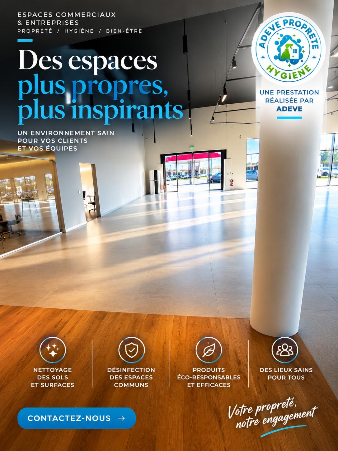 Nettoyage d'un espace commercial par ADEVE
